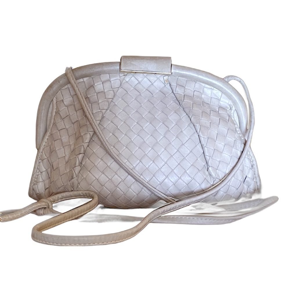 Vogini Venice Cosci Basket Weave Leather Bag in off white